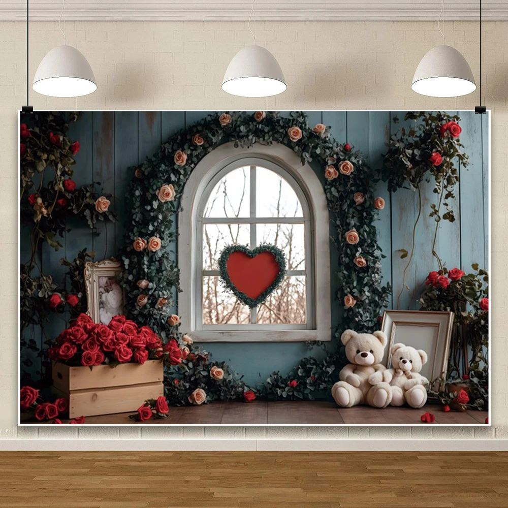 Arrière-Plan de Photographie de Léon, Ours, Rose Rouge, Cœur, ixdes Mères, Patients, Décorations de ixPréChristophe, Accessoires Photo