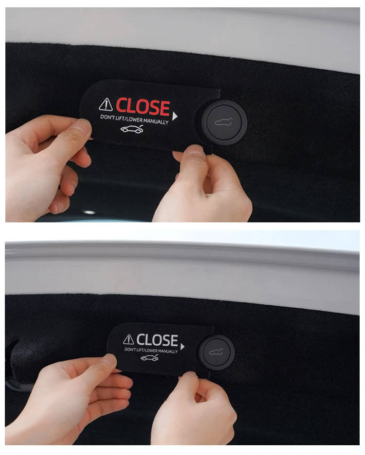 Für Tesla Modus 3/Y 2021-2025 Carbon Fiber Hinten Stamm Schalter Taste Aufforderung Aufkleber Modell Y Juniper trim Tuning Aufkleber Zubehör – Detail 8