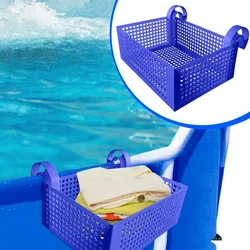 2024 Pool Storage Basket Plastic Hanging Pool Mesh Organizer Hook Drinks Holder Portable Removable Frame Swim Pool Accessories