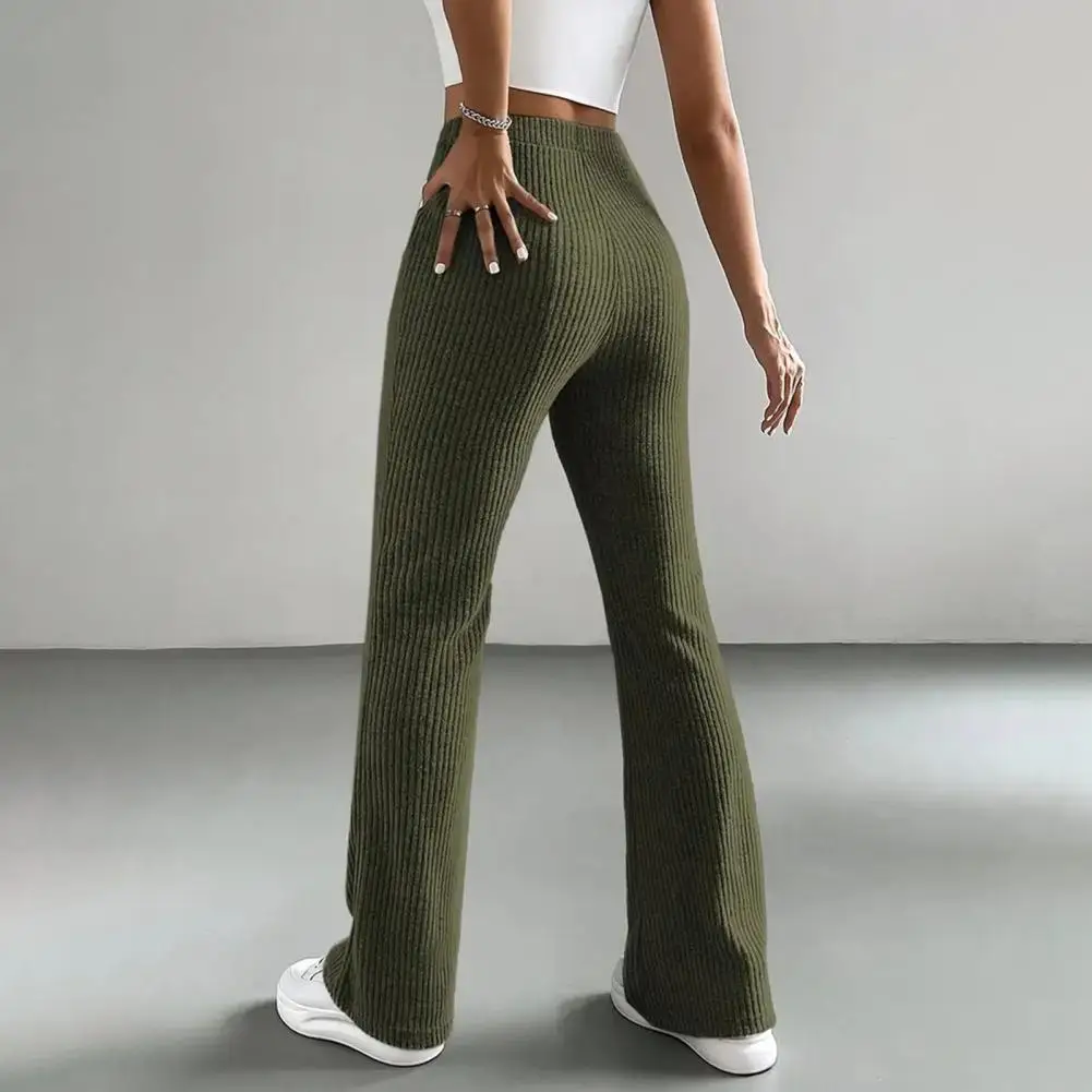 Pantalon décontracté côtelé pour femmes, taille haute, couleur unie, coupe cintrée, pantalon sportif, pantalon de travail confortable, printemps automne