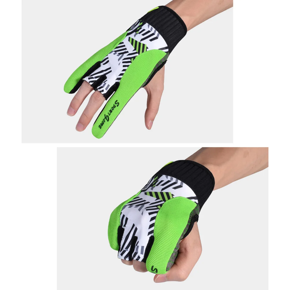 1 Pair of Silicone Bowling Gloves Professional Anti-slip Elastic Breathable Sports Gloves - Size L (Green)