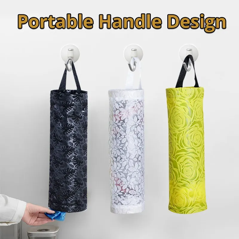 3Pcs Hanging Storage Dispensers Breathable Washable Hanging Mesh Garbage Bag Organizer for Kitchen Plastic Bag Storage