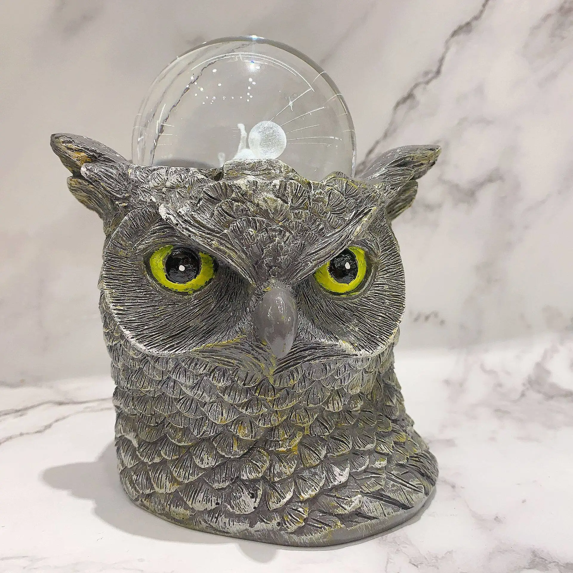 Owl resin handicraft ball holder pen holder desktop storage creativity