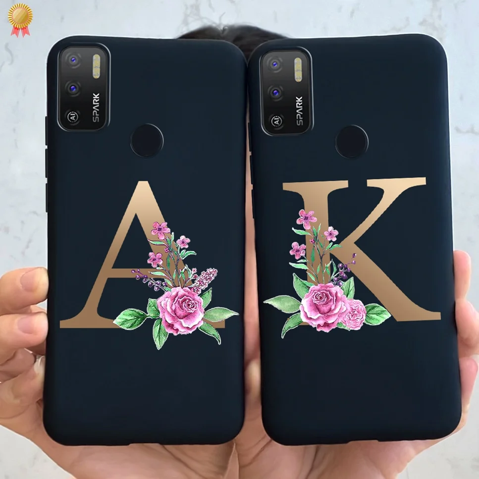 Силиконовая задняя крышка для телефона Tecno Spark 5 Air Pro Чехол Black 26 букв для Tecno Spark5 Spark 5 Air Pro 5Air Pro