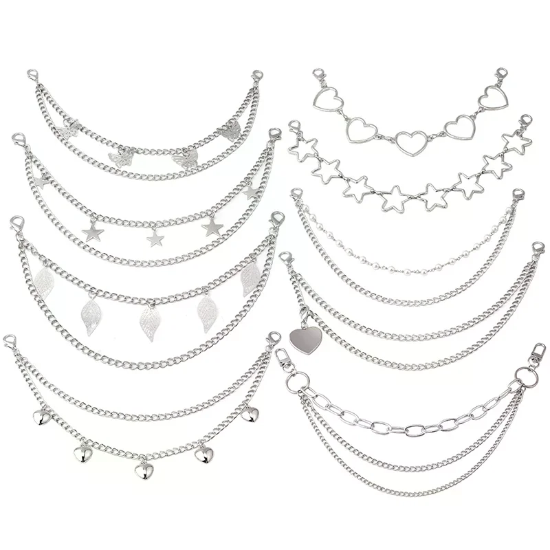 Metal Chain strap DIY Personality Butterfly Heart Star Pendant Shoulder Bag Chain Straps Multi-layer