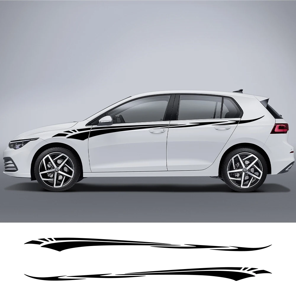 2PCS Car Side Stripes Stickers For Volkswagen VW Golf 8 7 5 4 6 GTI MK8 MK7 MK5 MK6 MK4 Cool Vinyl Film Decal Auto Accessories