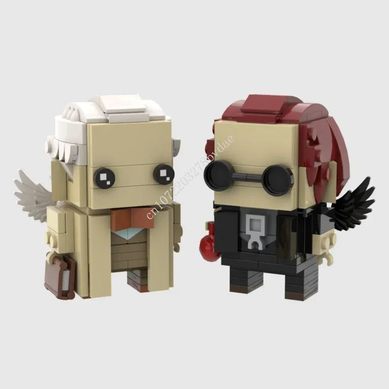 

Конструктор MOC супергерой «Good Omens Aziraphale And Good Omens Crowley Brickheadz», Классические Мультяшные фигурки Анима, игрушки, подарки