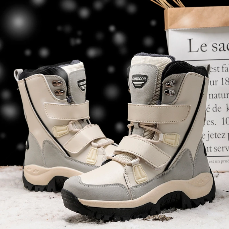 ยี่ห้อ Winter Snow BOOTS สบายรองเท้าผ้าฝ้ายกันน้ําผู้หญิงรองเท้าสุภาพสตรีเดินป่า BOOT High TOP Non-SLIP Botas Mujer