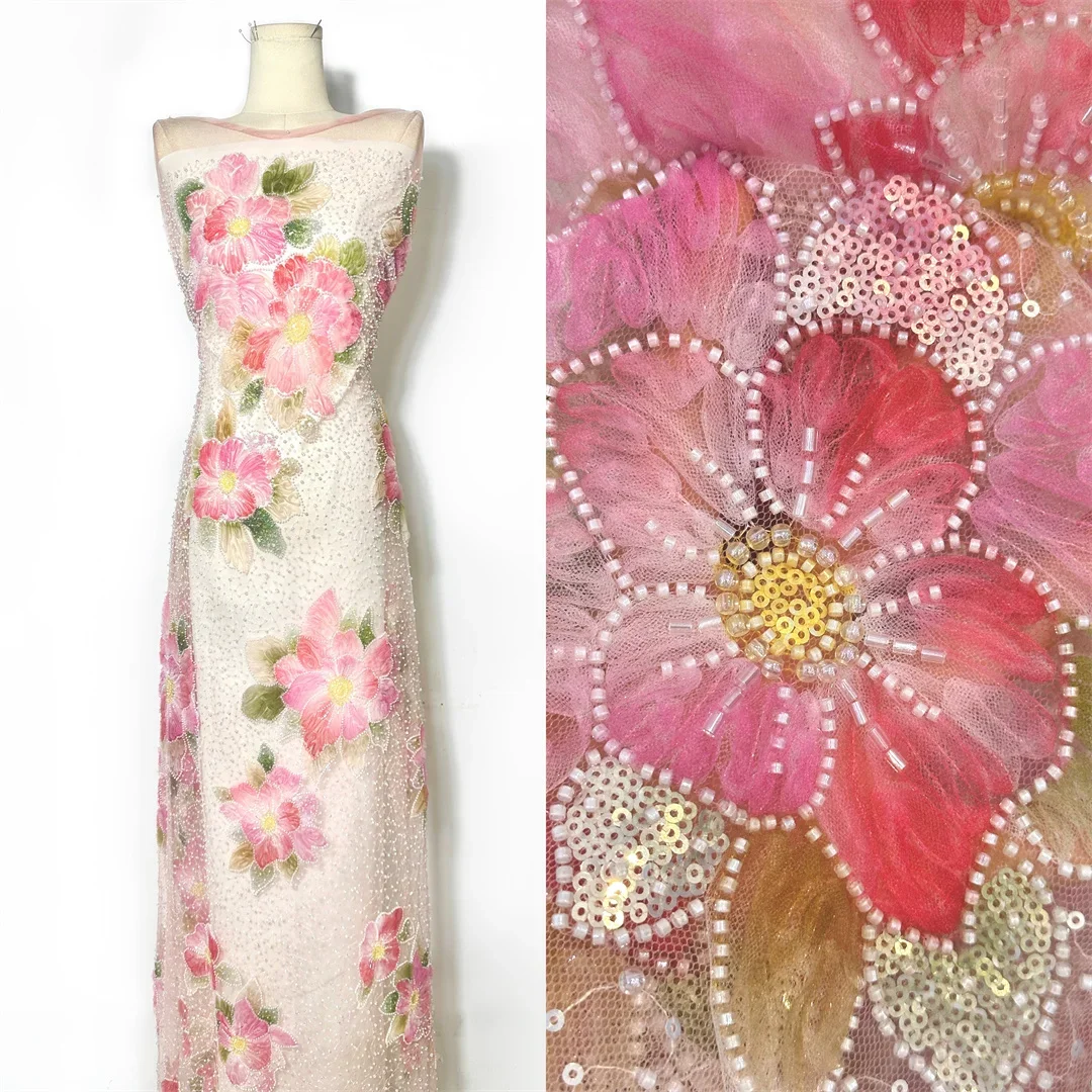 

Роскошная нигерийская африканская кружевная ткань с бисером, высокое качество, вышивка блестками, африканская французская кружевная ткань для шитья платья