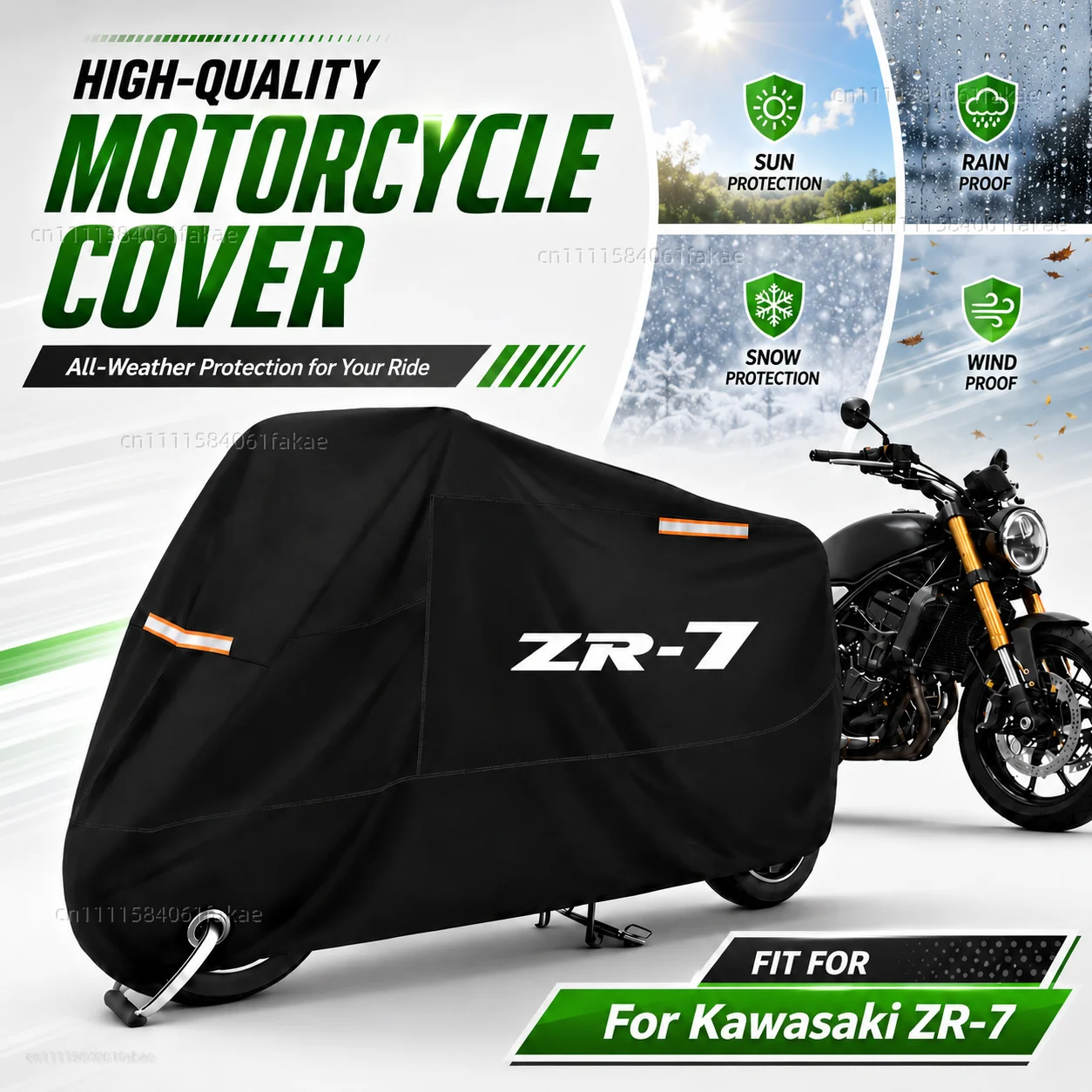 

Motorcycle Cover Waterproof Outdoor All Season Dustproof UV Protective Moto Scooter Rain Cover For Kawasaki ZR-7 / S ZR7 ZR7S
