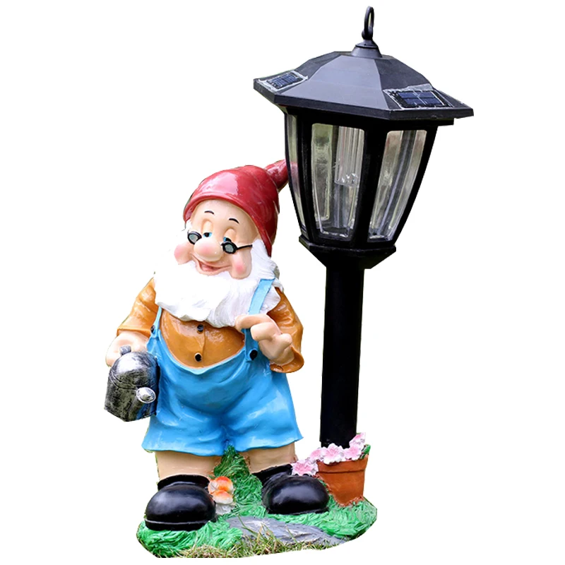 Imagem -05 - American Cartoon Dwarf Solar Lâmpada Resina Ornamentos Pátio ao ar Livre Gramado Figurines Decoração Jardim Paisagem Escultura Artesanato