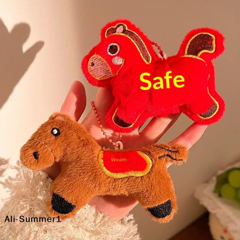 【E】Llavero de felpa de caballo lindo y suave, colgante de bolso de Pony del zodiaco 2026 para accesorio de bolso, regalos de recuerdo de Año Nuevo Chino