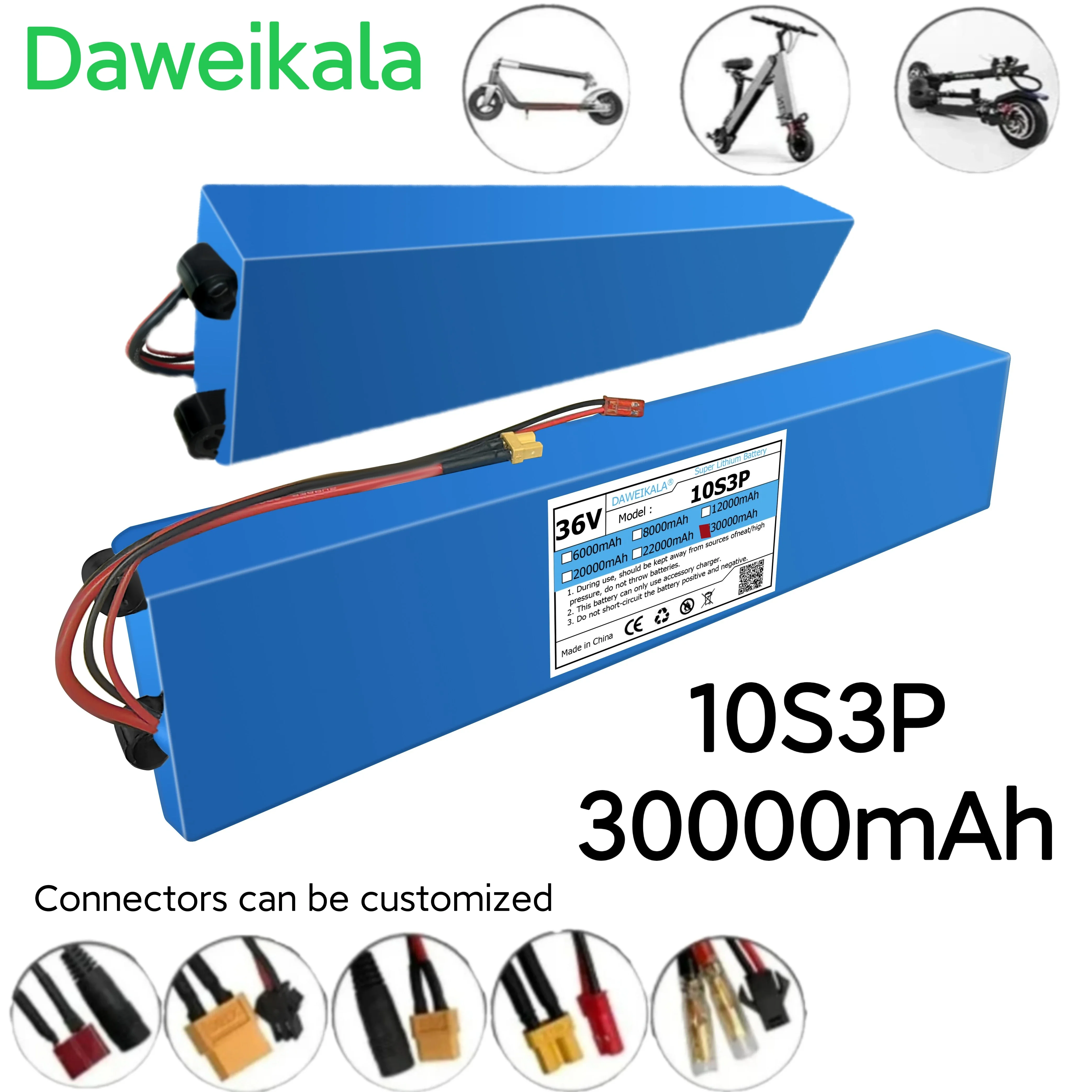 

36V 10S3P bike Battery 18650 Li- Ion battery pack 30000mAh 500W with Bracket 42V Electric Scooter M365 ebike Power Battery + BMS