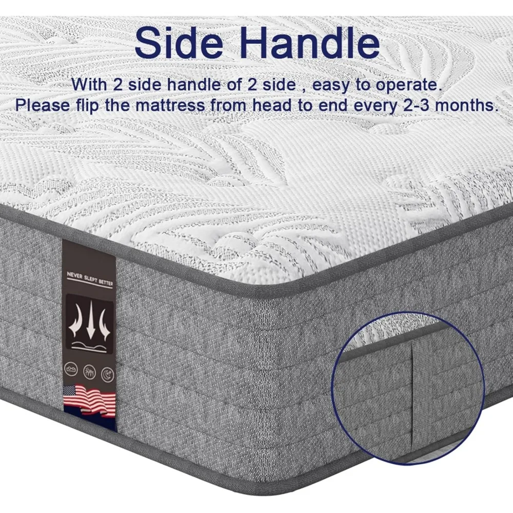 مرتبة متوسطة الثابتة من إسفنج الذاكرة هجينة Twin XL في صندوق، مقاس 12 بوصة، مقاومة للحريق من الدرجة الثالثة، مضادة للبيلينغ، نوم مريح للغاية لذا