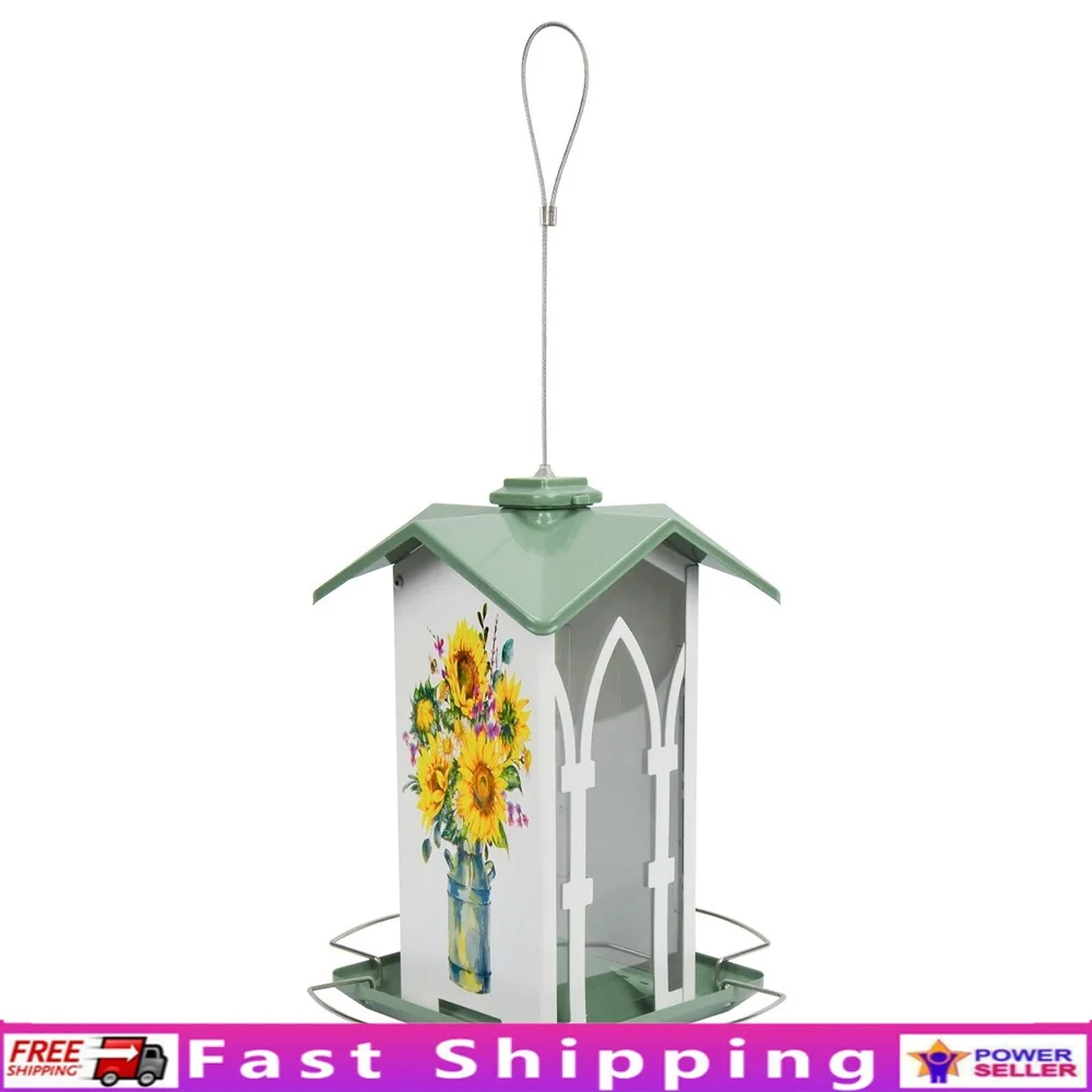 

Rustic Metal Gazebo Bird Feeder 1.56Qt Attracts Cardinals Woodpeckers Finches Easy Fill Hopper Design Durable Backyard Garden