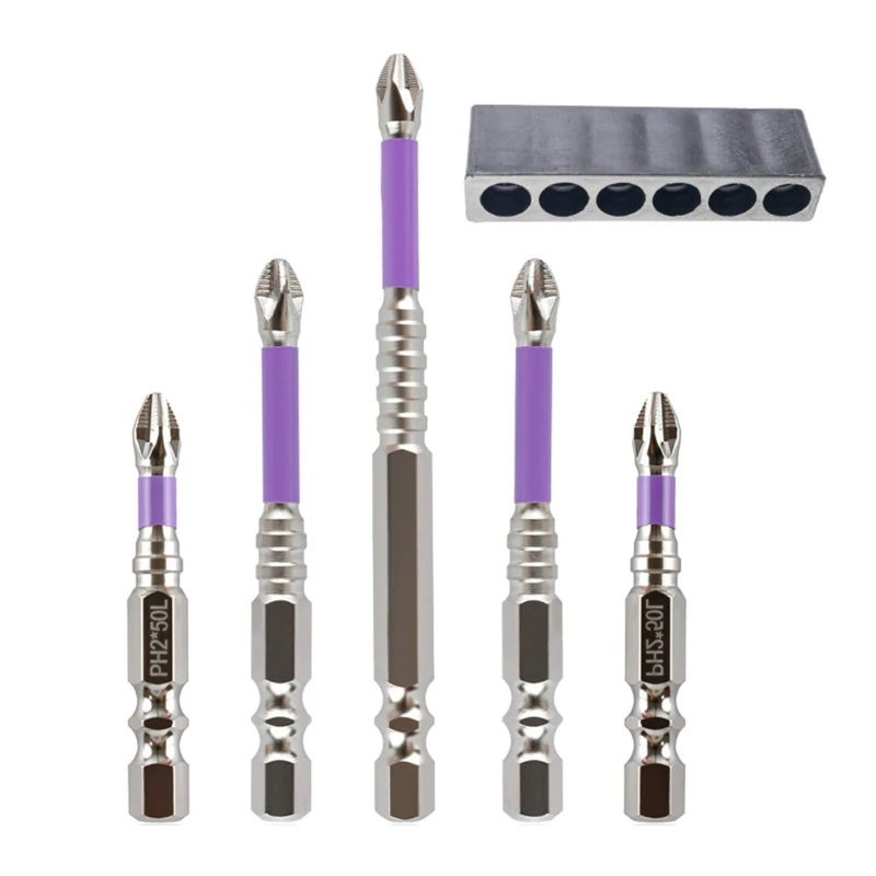 

6Pcs/set K5 Screwdriver Bit Set 1/4inch Shank Antislip Crossing Head Screw Driver Drill Bit Crossing