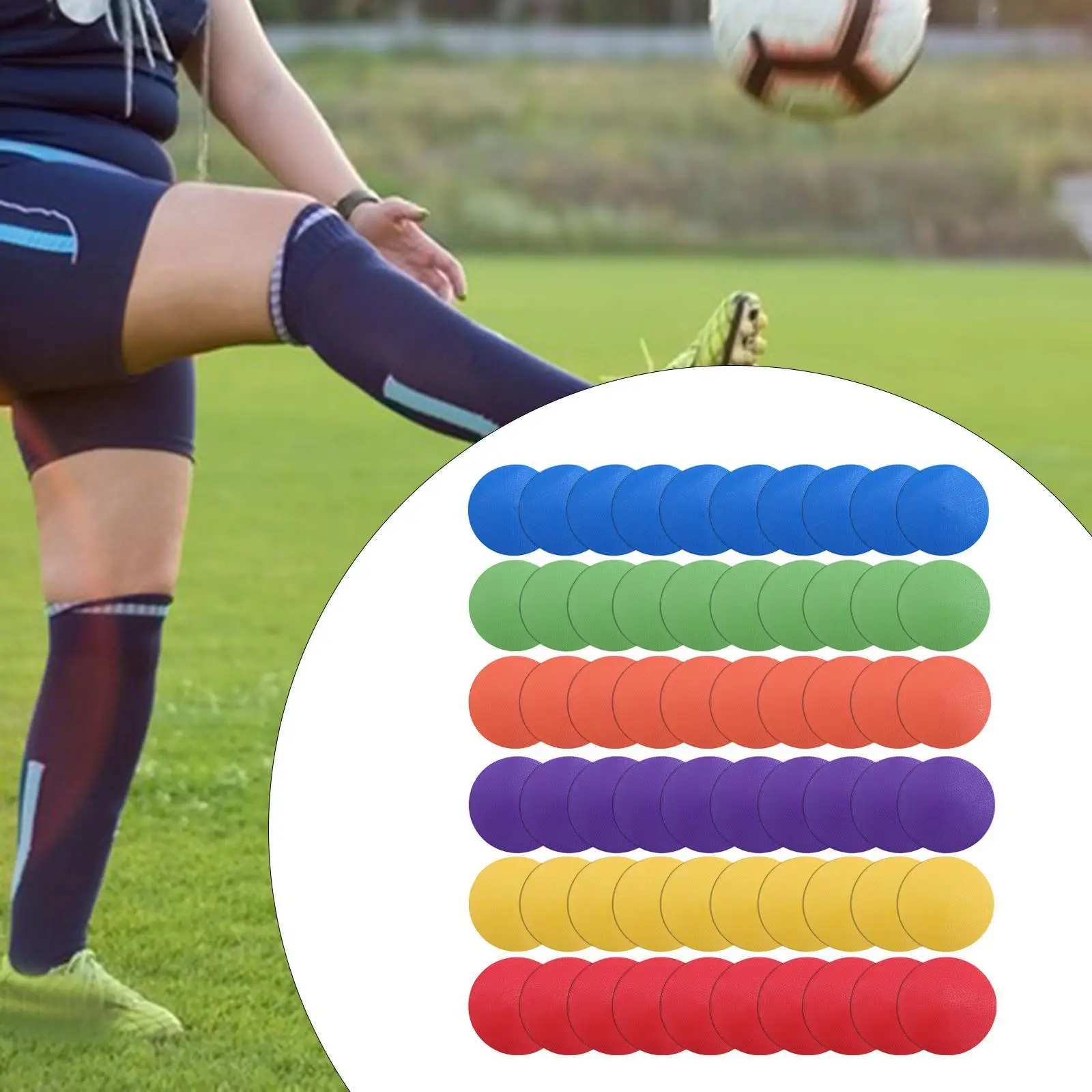 60x Spot Markers Portable 15 cm Flat Field Cones for Dance Soccer Basketball