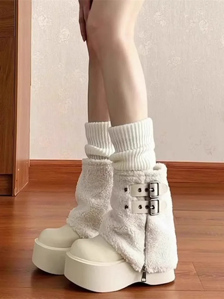 

Thick Soled Lamb Wool Short Tube Snow Boots For Women 2024 Winter New Item, Small And Thick Heel Pants Boots With Fluffy Fur