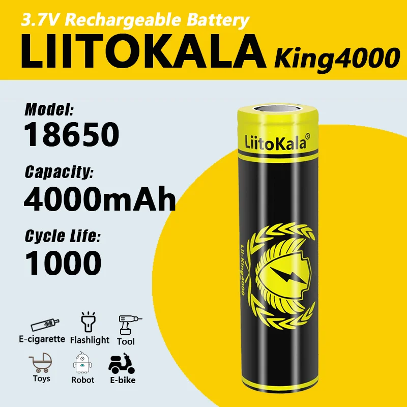 1-40pcs LiitoKala King4000+box 18650 4000mah Battery Highest Capacity CDR 10A 3.6V Reachargeable BatteryFor VapeMod Flashlight