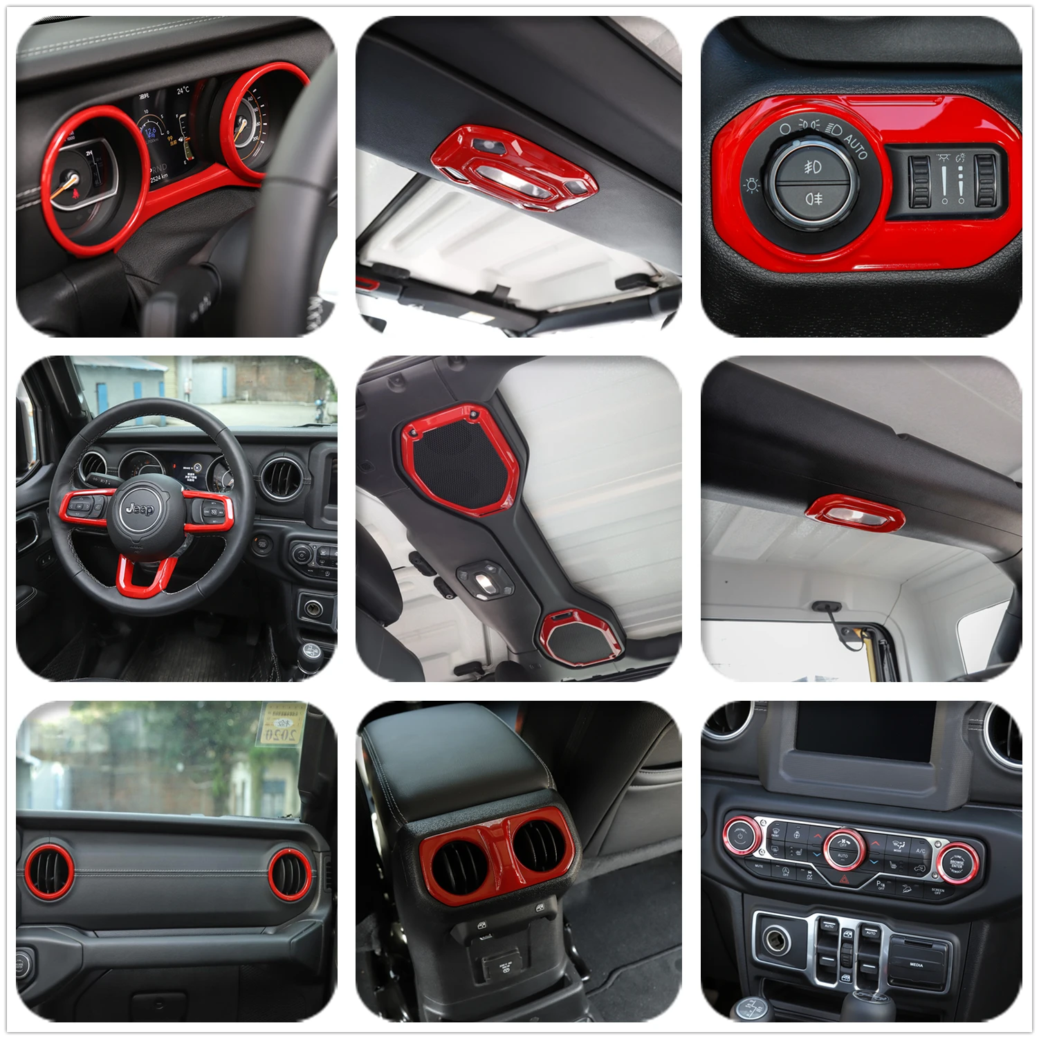 Car Interior Decoration Cover Trim Kit for Jeep Wrangler JL 2018-2023 Gladiator JT 2020 2021 2022 2023 2/4-Door Car Accessories