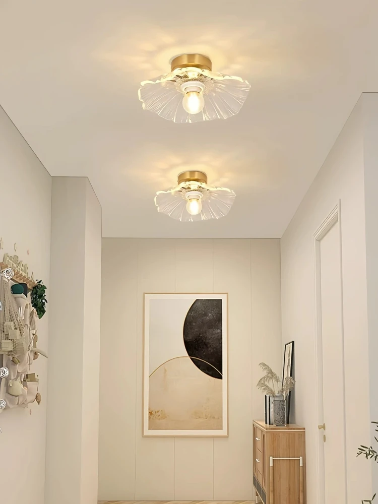 Nordic glass corridor lamp, corridor lamp, staircase sun lamp, wardrobe, entrance hall, lotus ceiling lamp