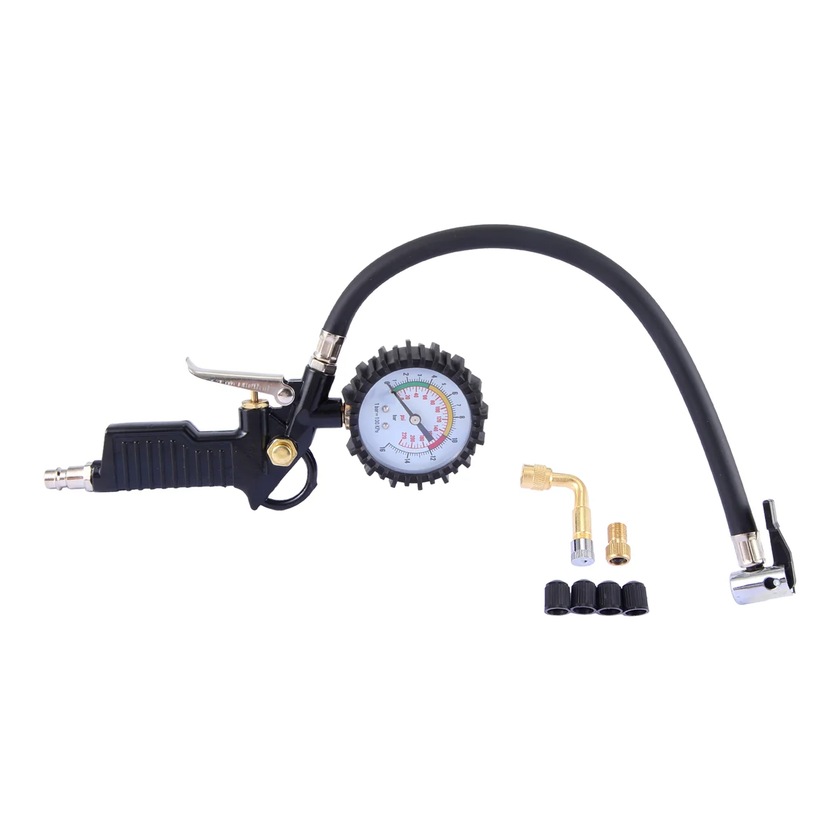 Car Tire Pressure Gauge 220 PSI Tire Inflator with 90 Degree Valve Extender Air Compressor for Car Motorcycle Bike Truck