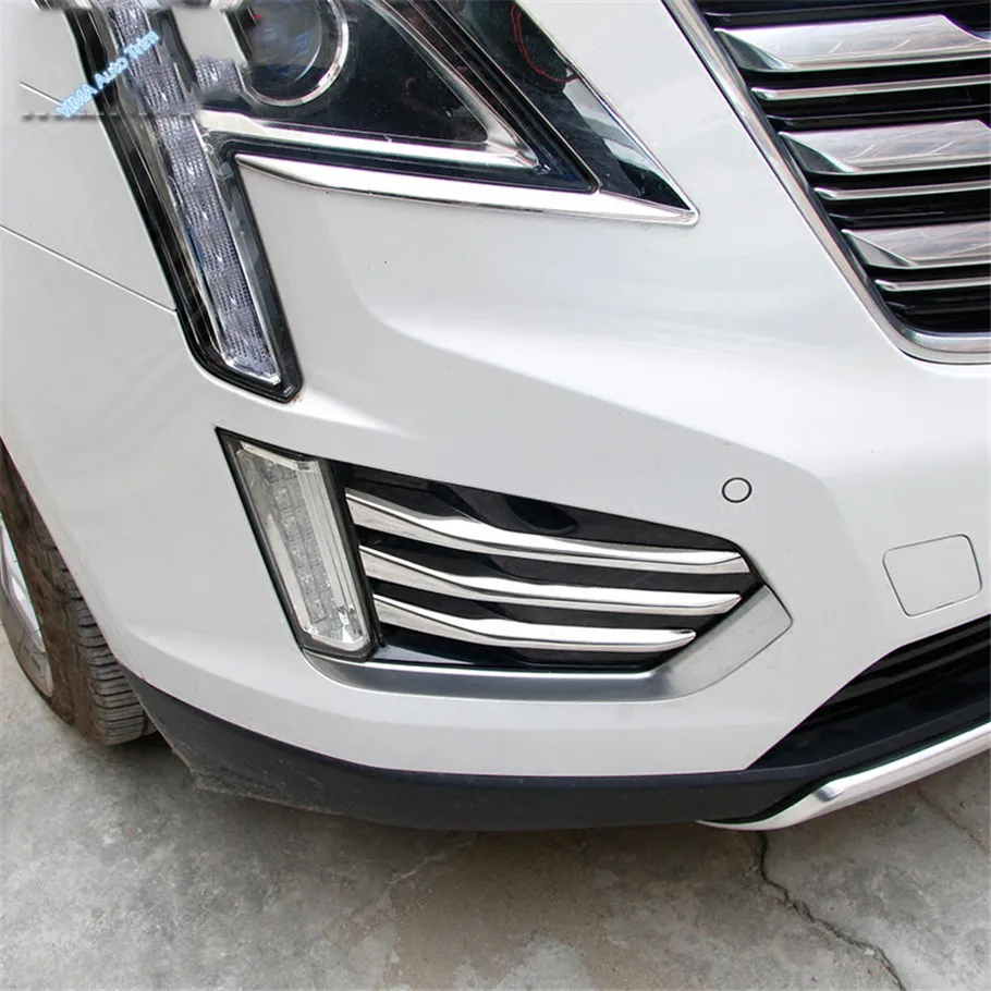 Stainless Steel Front Fog Light Lamp Cover Eyebrow Eyelid Garnish Trim Kit For Cadillac XT5 2016 - 2023 Car Exterior Accessories