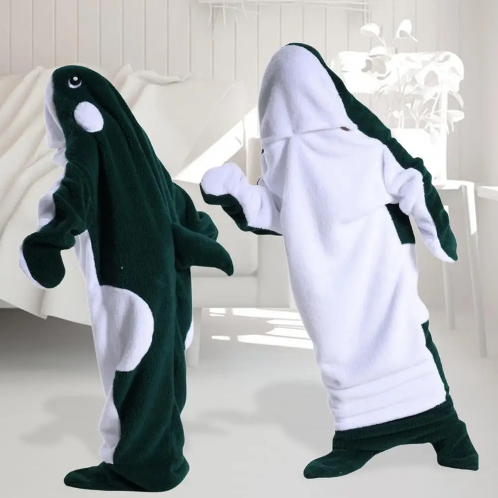 Sleeping Bag Cartoon Whale Shape Flannel Camping Family Outings And Sleepover Wearable Blanket Cosplay Onesie Hoodie 휴게실 담요