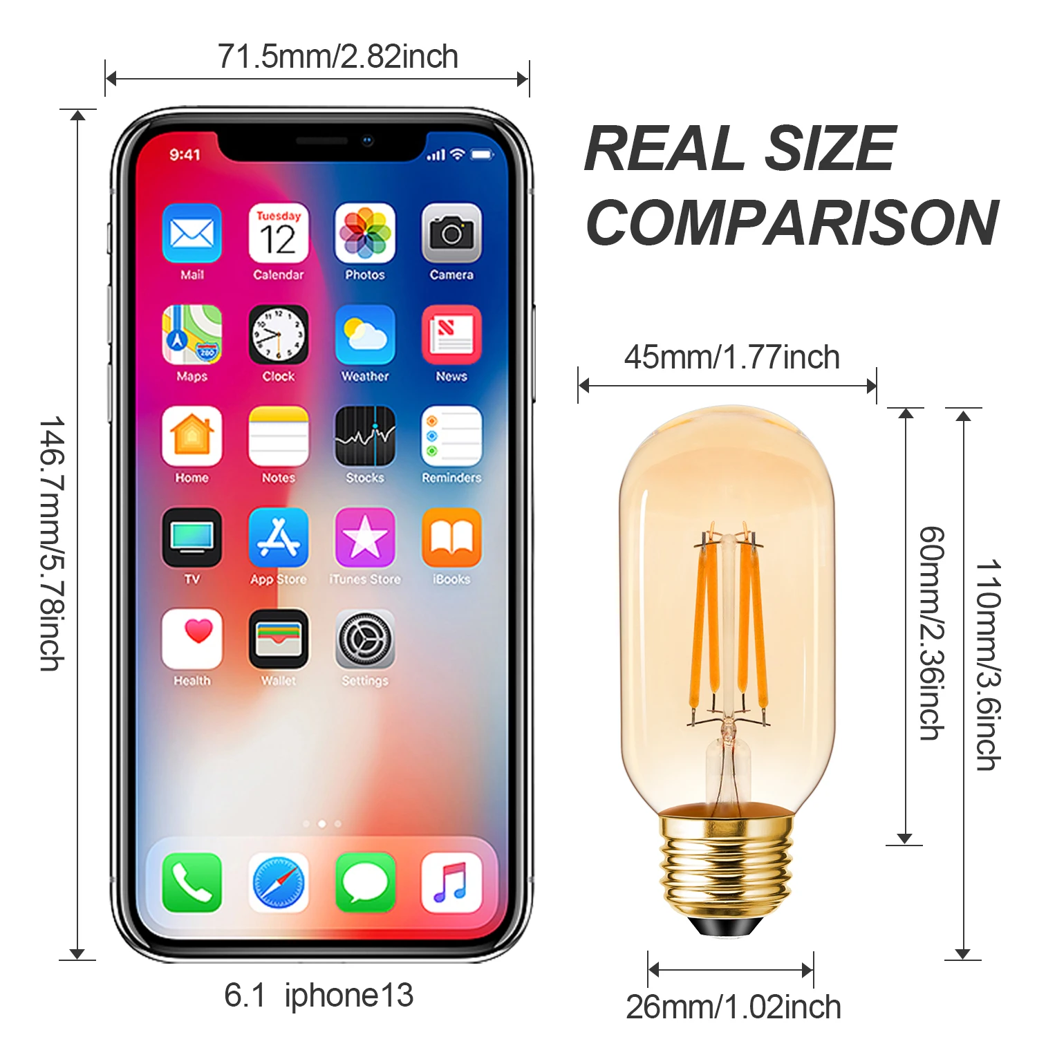 หลอด T45หลอดไฟ LED E27 220V แก้วสีเหลืองอำพัน4W ไส้หลอดไฟเส้นประดับโคมไฟระย้าสีขาวอบอุ่นของตกแต่งแบบวินเทจบ้าน