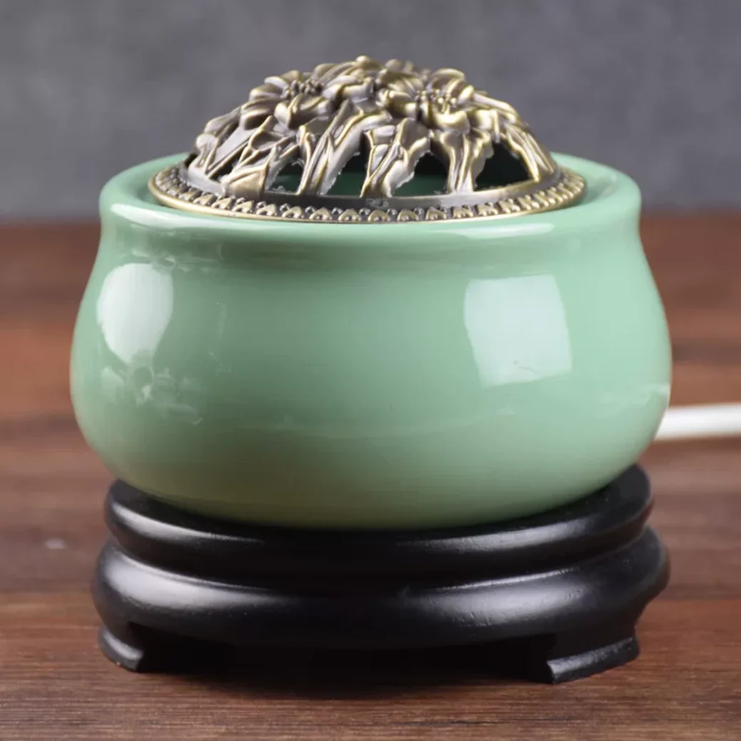Insertable Timed Temperature Adjustable Electronic Ceramic Aroma Diffuser 110V/220V Lotus Essential Oil Lamp Ceramic Electric In