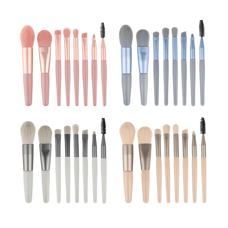 Mini 8-piece Makeup Brush Set Portable Travel Set Soft Hair Eye Shadow Brush Foundation Brush Beauty Tools Wholesale