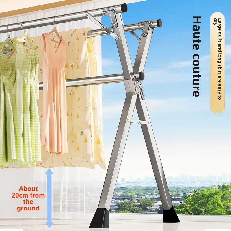 

Clothes drying rack floor-to-ceiling folding household balcony outdoor retractable clothes rod indoor quilt drying artifact