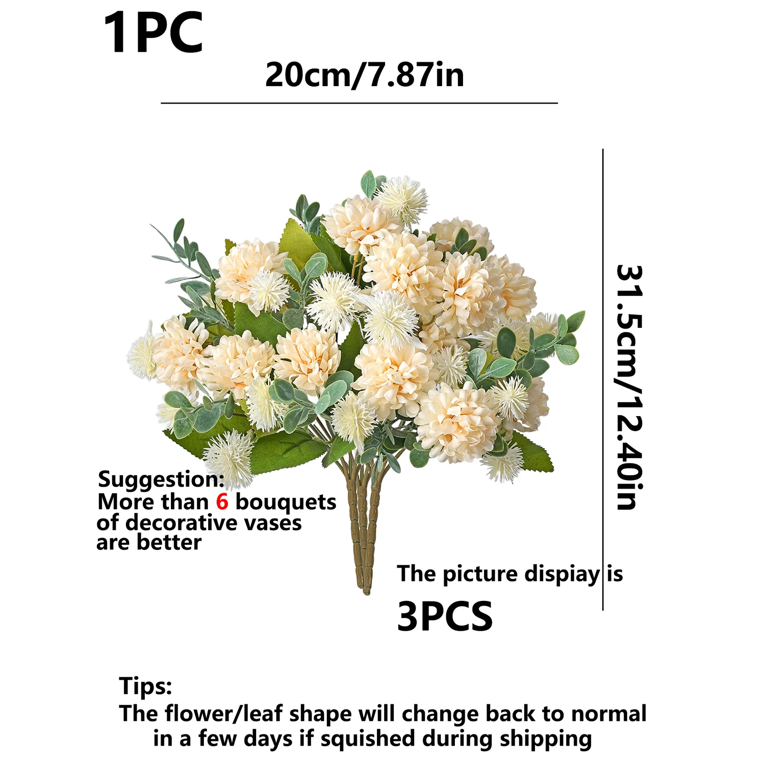 Seiden-Kunstblume Löwenzahnkugel Chrysantheme Festkranz Hochzeits-Brautstrauß Heim- und Gartendekoration DIY-Geschenk – Detail 7