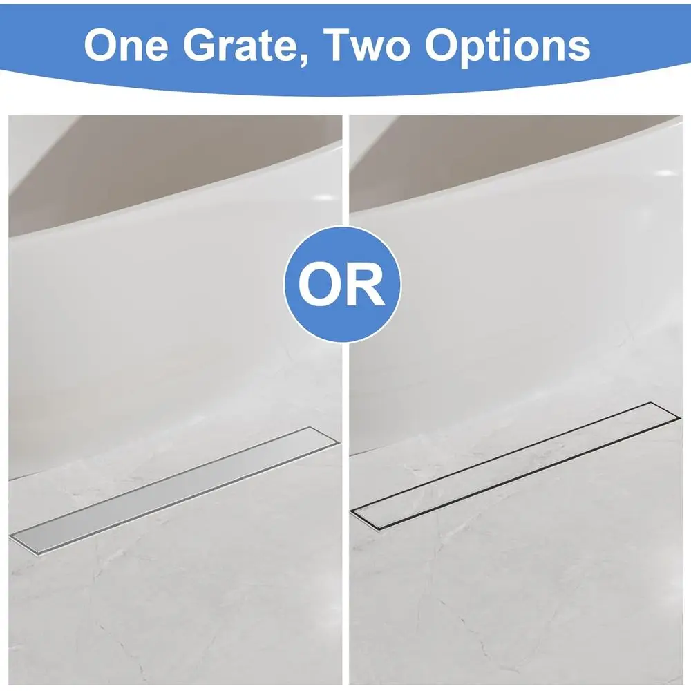 28 Scarico per doccia lungo in nichel spazzolato con inserto per piastrelle, acciaio inossidabile SUS 304, piedini regolabili, raccogli capelli per bagno