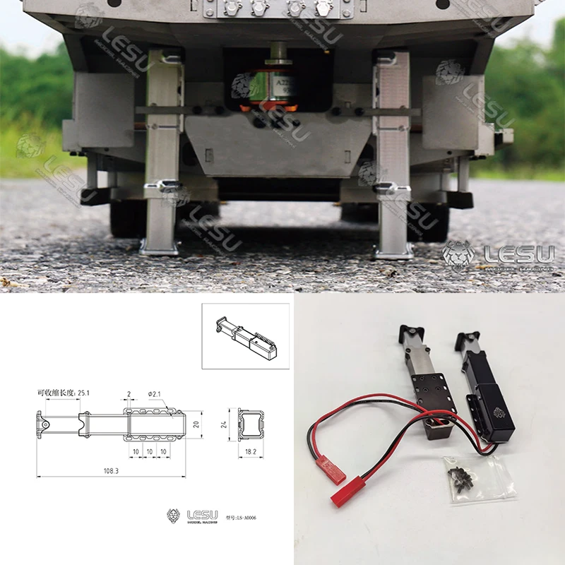 

1/14 Model Lesu Electric Bracket Foot Semi-Trailer Trailer Lift Metal Leg Horse Leg Rc Model LS-A0006