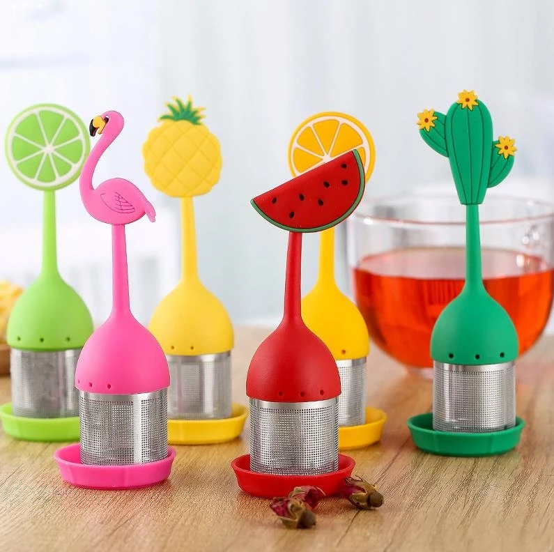 

Силиконовые фильтры для заварки чая из нержавеющей стали, инструменты в форме фруктов, новинка, ситечко для специй, кофе, чая, кухонные аксессуары ni418