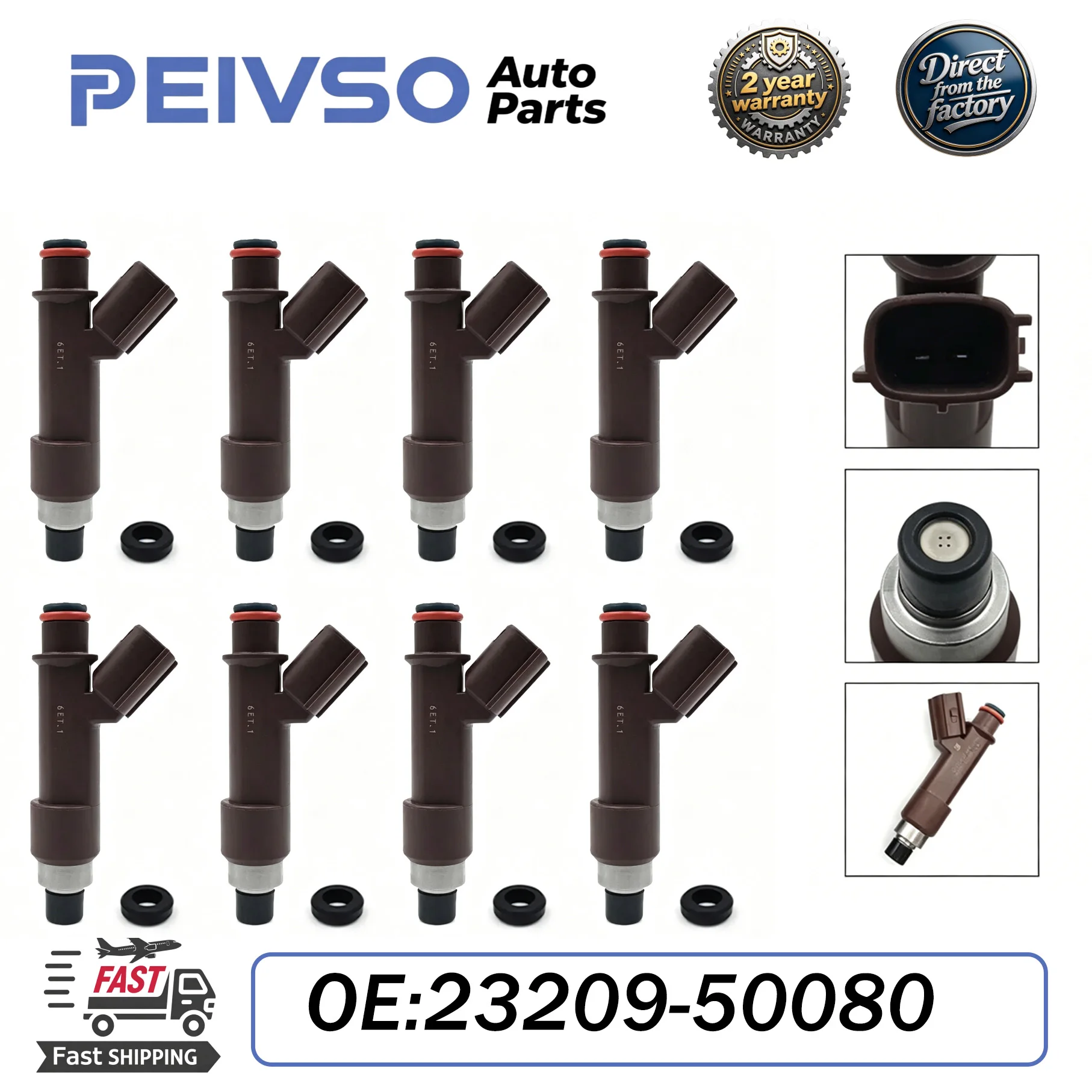 

8PCS 23250-50080 23209-50080 Fuel Injector Nozzle for TOYOTA EU/JP/General LAND CRUISER 4.7L 2UZFE 1998-2007 2320950080