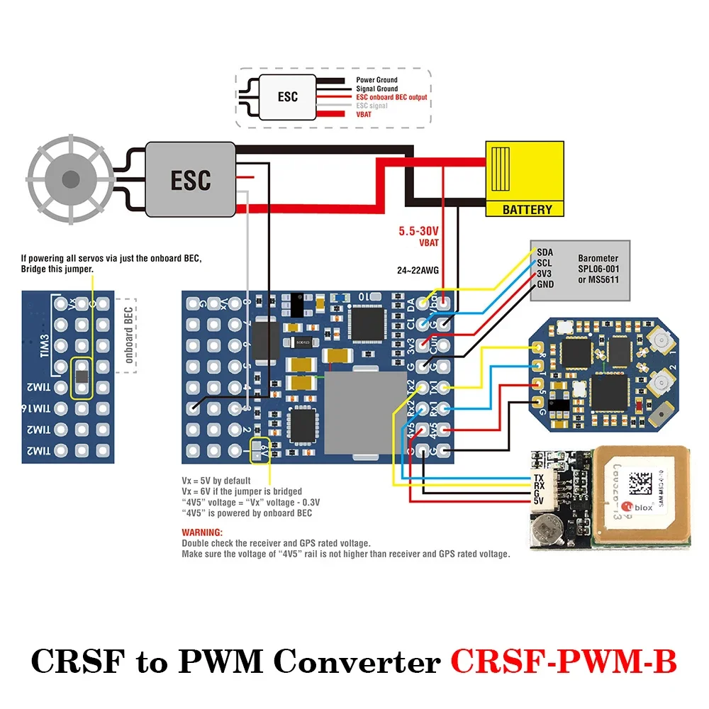 MATEKSYS CRSF إلى PWM محول CRSF-PWM-B CRSF-PWM-6 CRSF-PWM-C لأجزاء TBS Crossfire Nano RX SE DIY