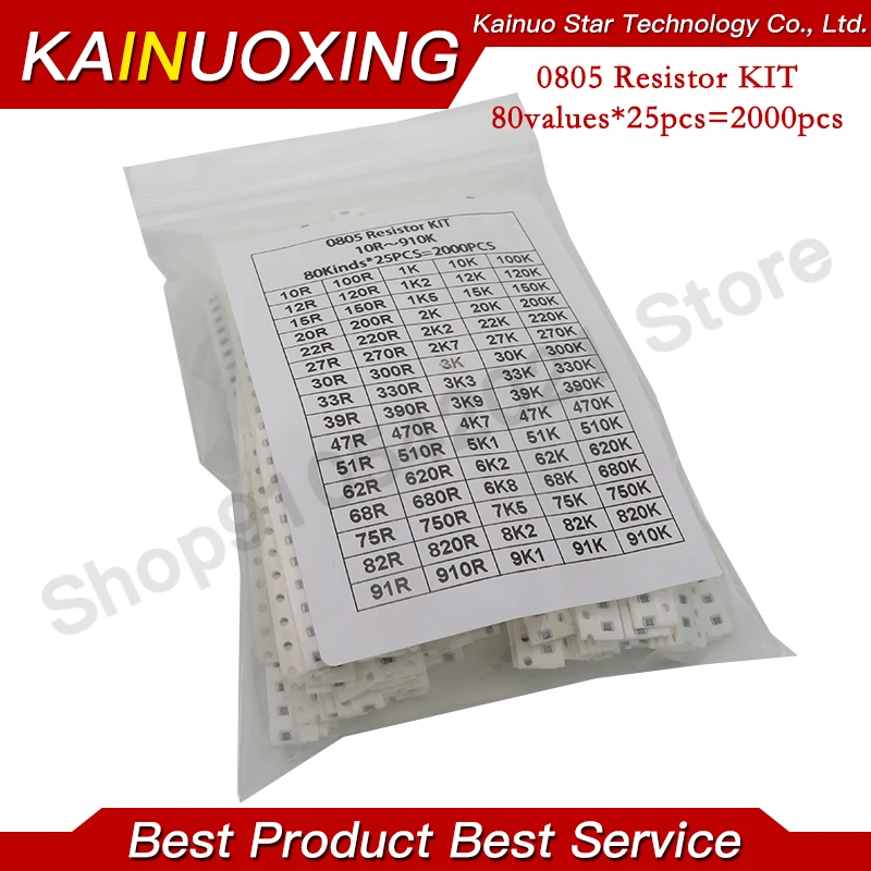 4000PCS 50pcs 200pcs 330pcs 660PCS 720PCS 800pcs 2000PCS 0402 0603 0805 1206 1210 2512 SMD Resistor Kit 10K 100K 1R 100R 1% 5%