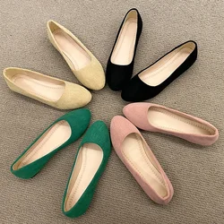 Plus Size 35-42 Women Flats Slip on Candy Color Woman Boat Shoes Black  Faux Suede Ladies Ballet Flats shoes