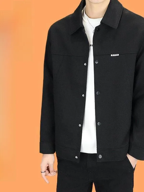 

Loose Fit Men's Jacket Spring Autumn New Style Stand Collar Casual Fashion Workwear Short Length Trendy Outerwear Youth Top