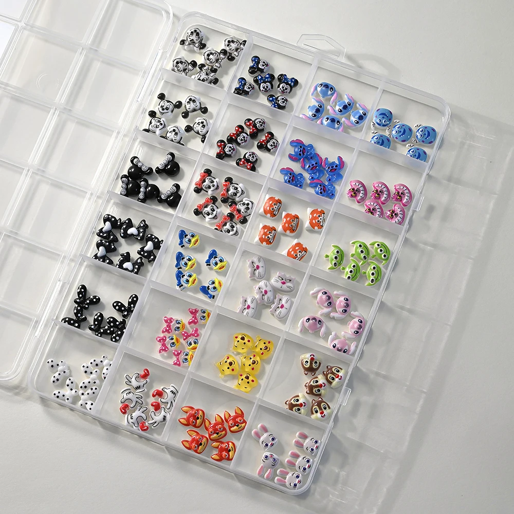 120 Uds. De dijes 3D de punto mixto para decoración de uñas de Ángel, piezas de uñas de monstruo alienígena Sullivan bonitas para decoración de manicura de personaje de Anime para niña