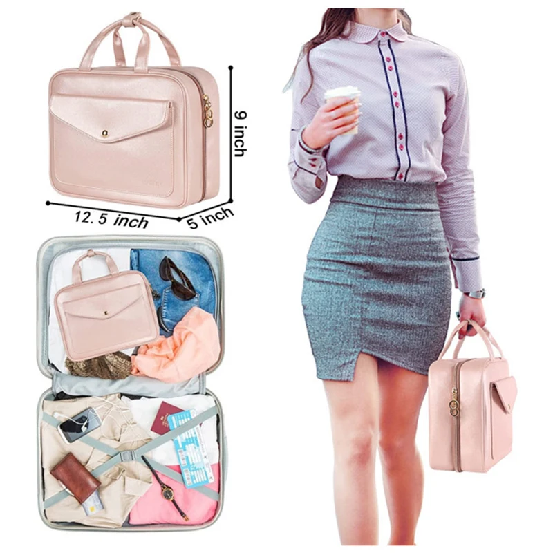 Imagem -06 - Grande Capacidade Viagem Tote Cosmetic Bolsa Couro pu à Prova d Água Maquiagem Bolsa Ladies Beauty Organizer Higiene Pessoal Bolsas de Armazenamento Novo