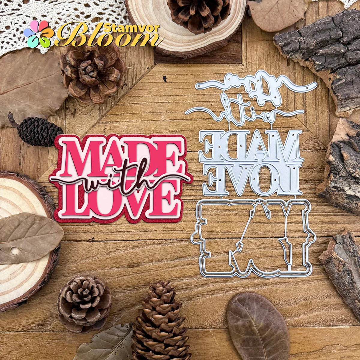 Schöne Schichten, HERGESTELLT MIT LIEBE Wörter Titel Metall-Stanzformen, Scrapbooking, dekorative Prägung