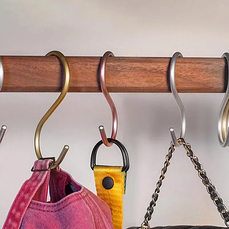 5pcs Aluminium Alloy S Shape Hooks Practical Kitchen Railing Hanger Hook Clasp Holder Hooks For Hanging Clothes Handbag Hooks