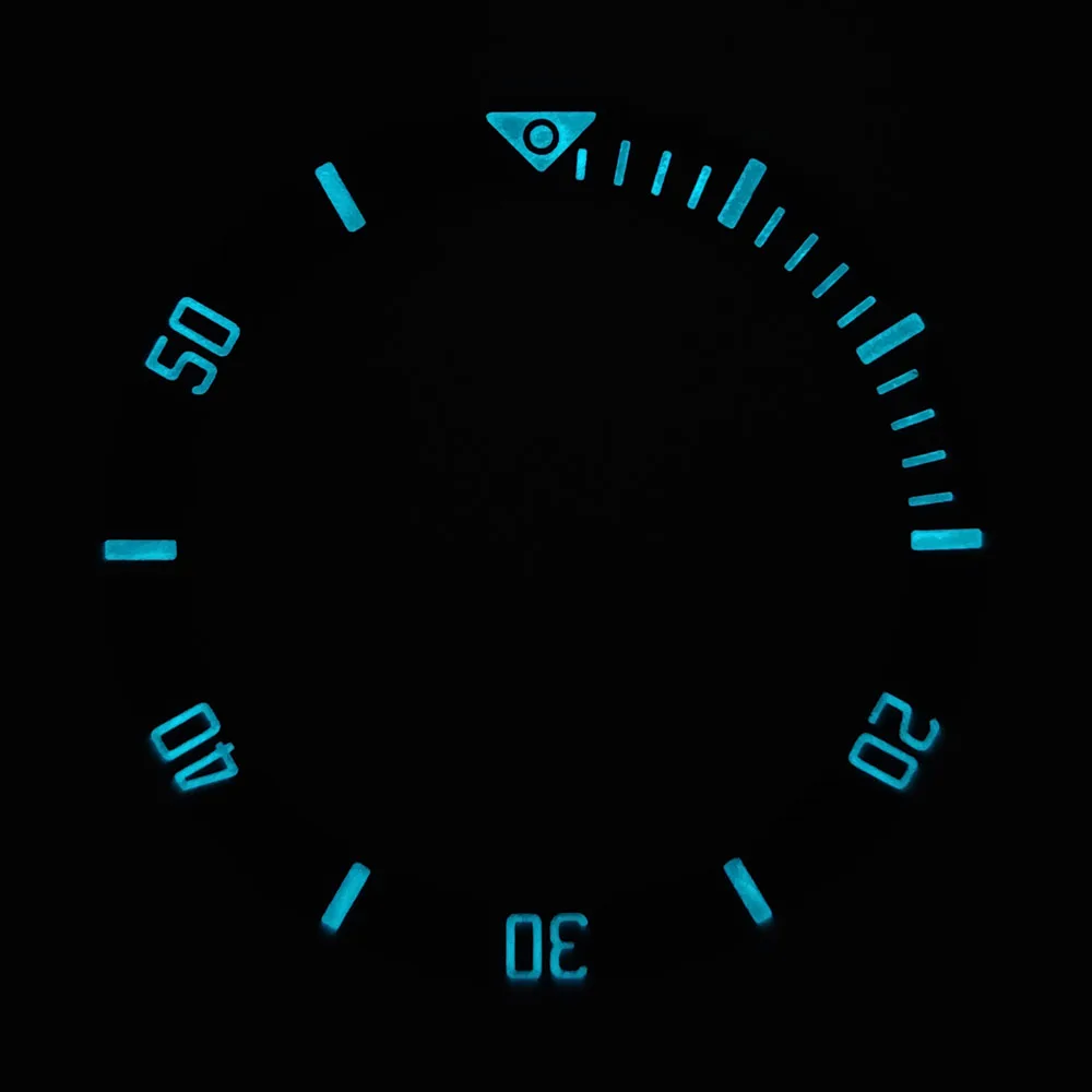 40.5mm*32mm アルミニウムベゼル ブルーグリーン夜光 高品質傾斜ベゼル メンズ腕時計ベゼル交換用アクセサリー