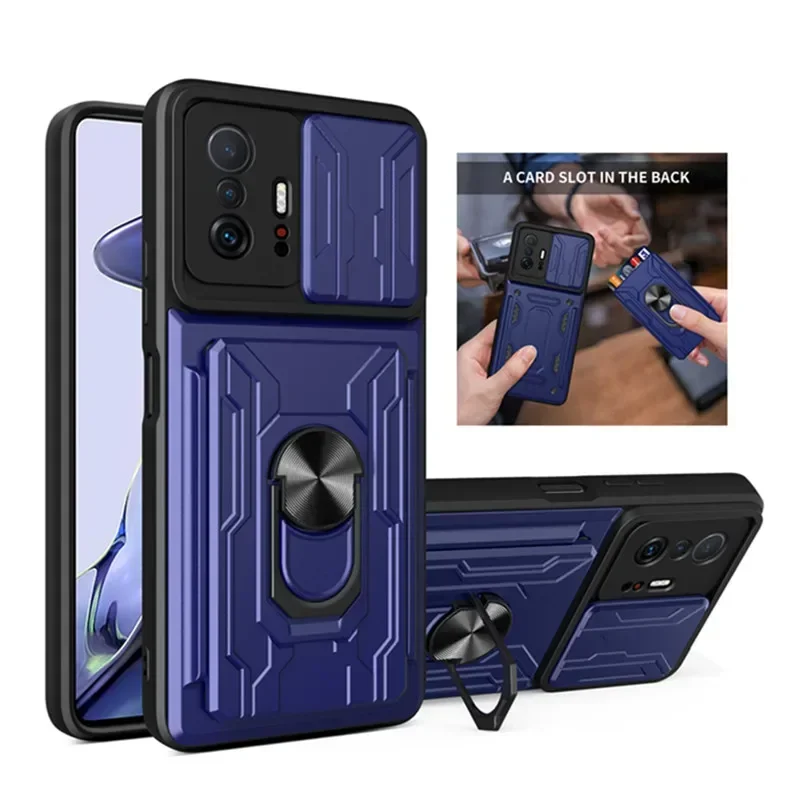 Schiebe-Kartensteckplatz-Paket-Hülle für Xiaomi Mi 11 Pro Lite 11T Redmi Note 11 Global 10S POCO X4 M4 Pro M3 F3 X3 Kamera-Schutz