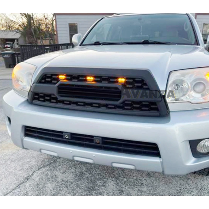 Matowy czarny grill przedni ze światłami pasuje do Toyota 4Runner 2006 2007 2008 2009 Racing grill