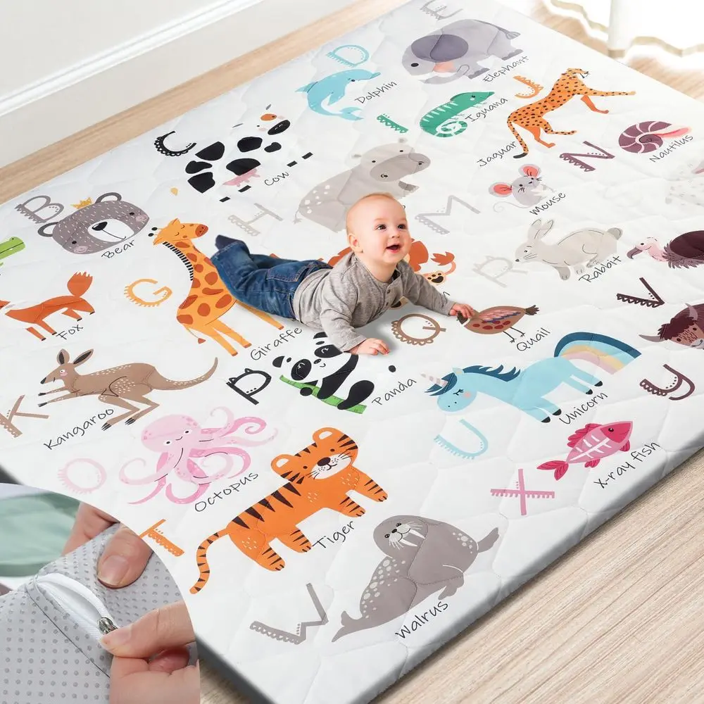 

Thick Baby Play Mat 71x59 - Washable Cover, Non-Slip, Easy Clean for Infants & Toddlers