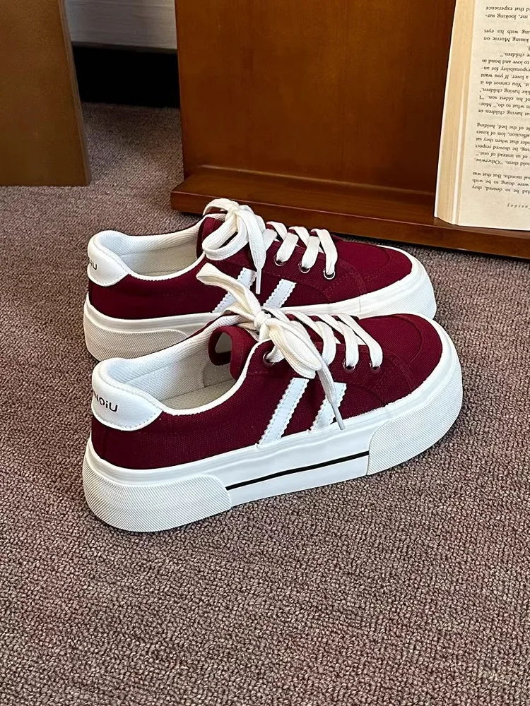 

Uamtor Canvas Sneakers Women's Casual Sport Shoes Hong Kong Style Low Top round Toe Rubber Outsole Cross Buckle Fastening